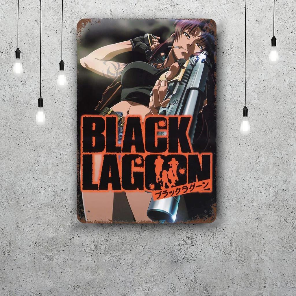 revy black lagoon Funny Bar Metal Sign Retro Plaque Sign Alcohol Drinker Pub Club Man Cave Kitchen Wall Decoration