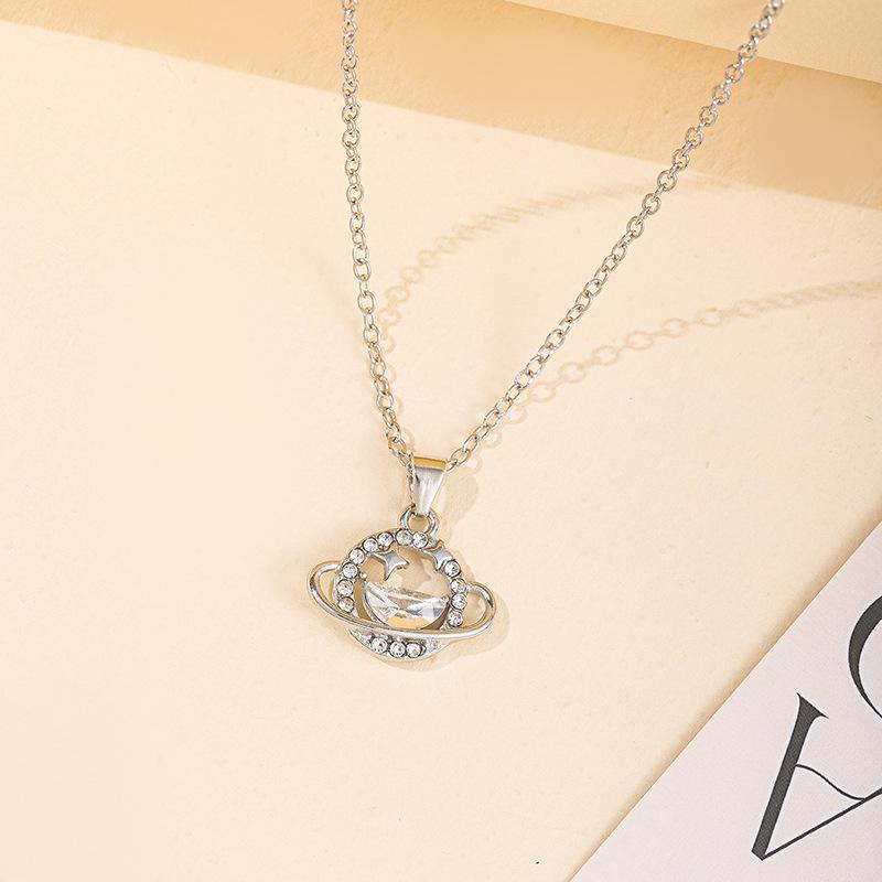 2024 Autumn Rhinestone Star & Moon Pendant Necklace for Women