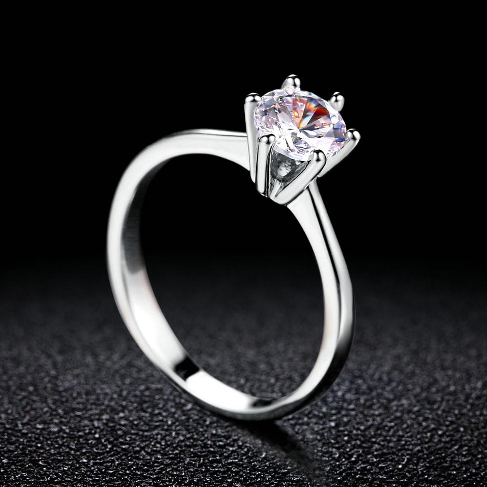 Inel de nuntă clasic de cristal de 1 carat pentru femei, zirconiu, culoare aur, logodnă, propunere de aniversare, inel de căsătorie, bijuterii R174