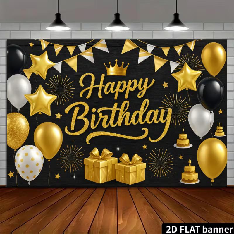 2D Glitter Gold Balloon & Banner Photography Background