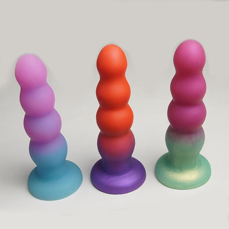 Liquid Silicone Butt Plug,Anal Beads Trainer Dildo,Anus Dilator Adult Sex Toys with Strong Suction Cup,G-spot Prostate Massager
