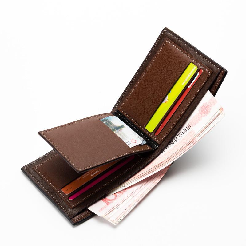 Wallet Men's Short European and American Multi-Card Position Lychee Pattern Business Wallet Horizontal Card Bag