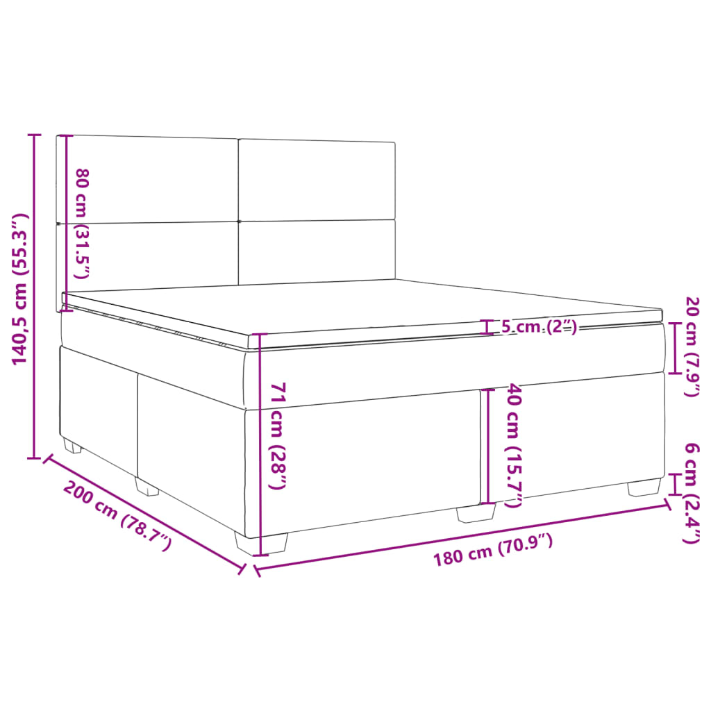 Box Spring Bed with Mattress Light Gray 180 x 200 cm Velvet