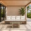 Garden Sofa Set 5 Pieces Beige and Cream White Poly Rattan
