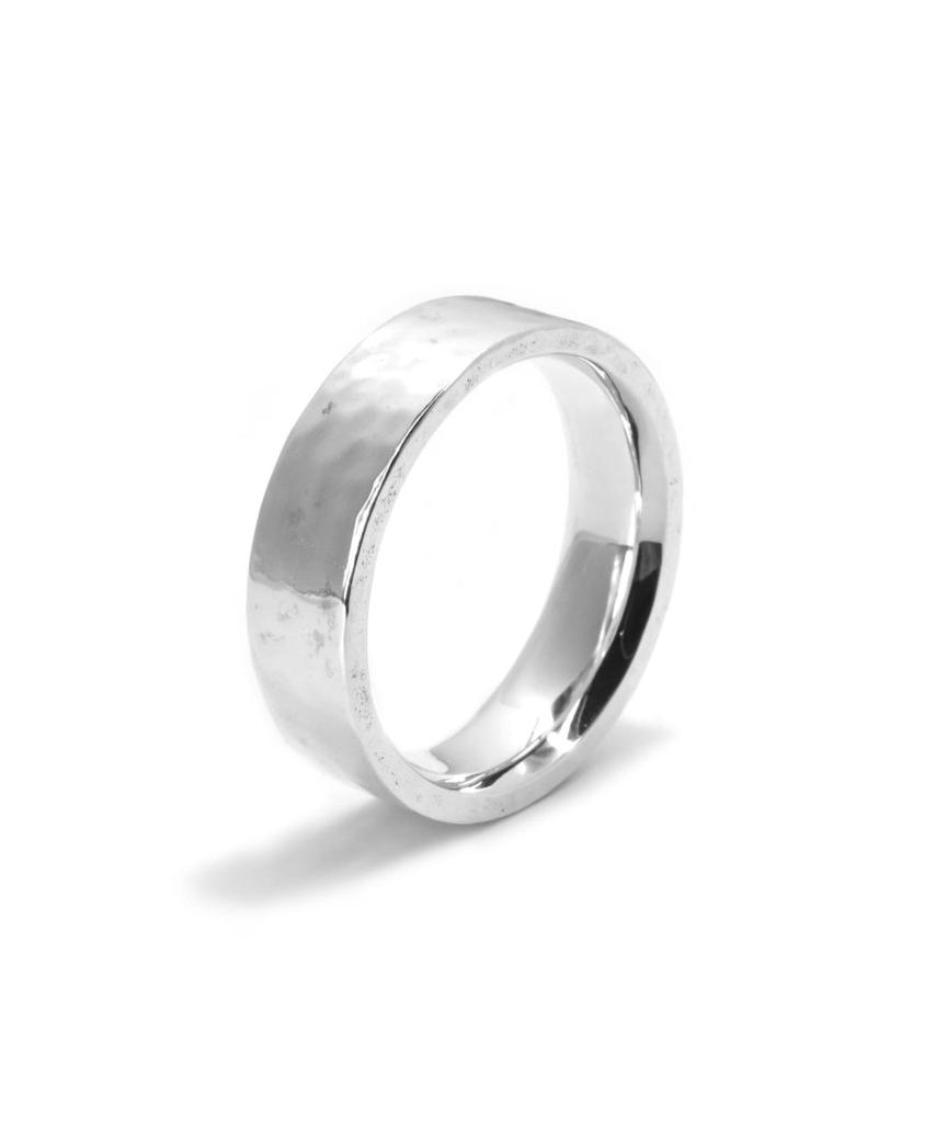 Lionheart Ring LH for Gift Hammered Flat Silver Size 19 Ring, 925,