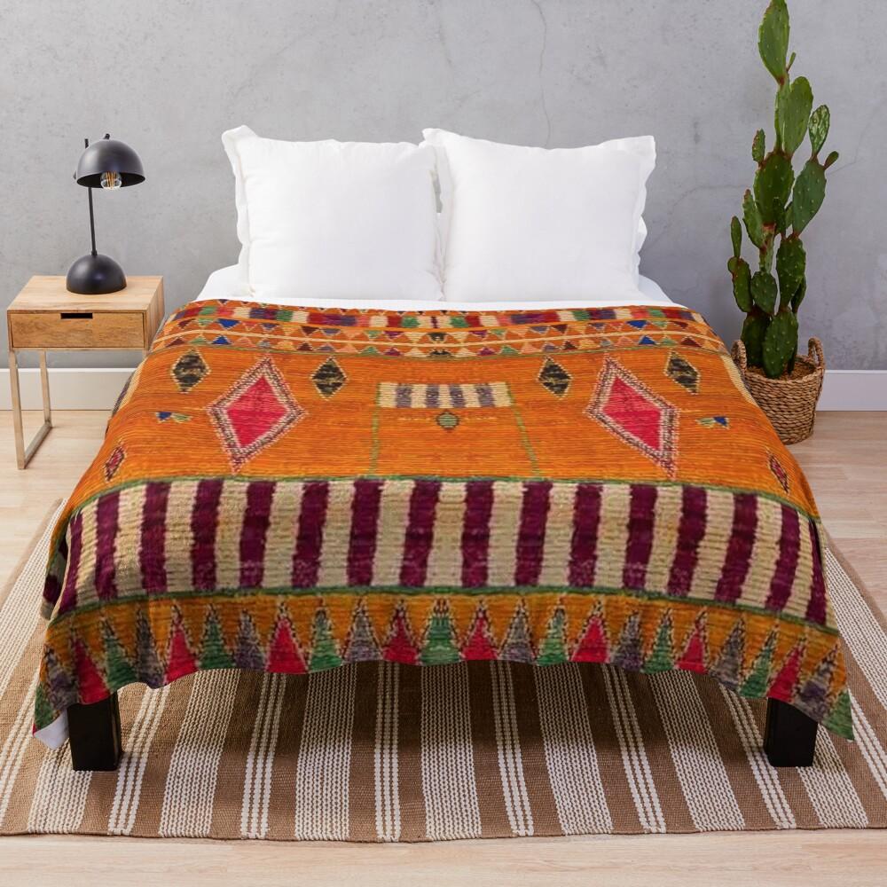 Oranža tradicionāla marokāņu dizaina pleds 150cm*180cm