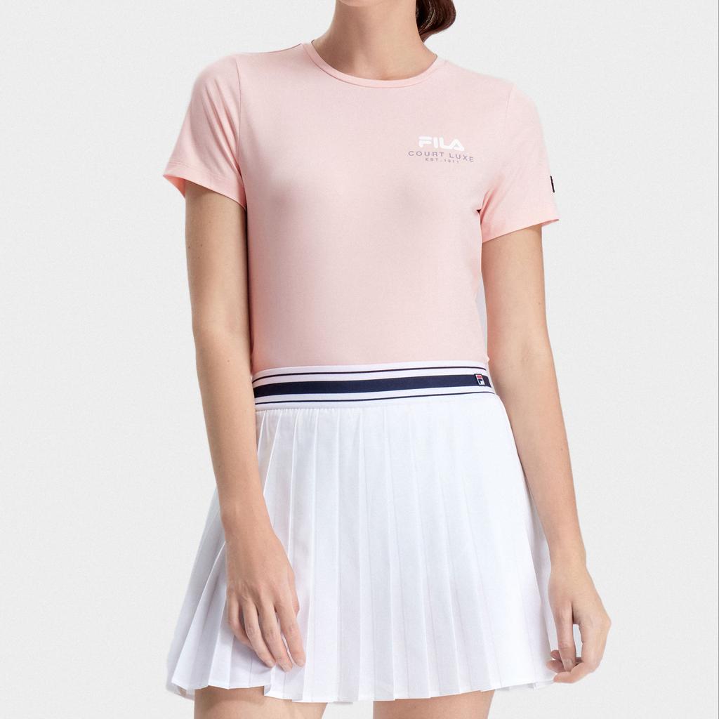 Fila Solid Color Tennis Sports Basic Quick-Dry Sun Protection Round Neck T-Shirt Women Tops Light-Pink A11W323101F-LP
