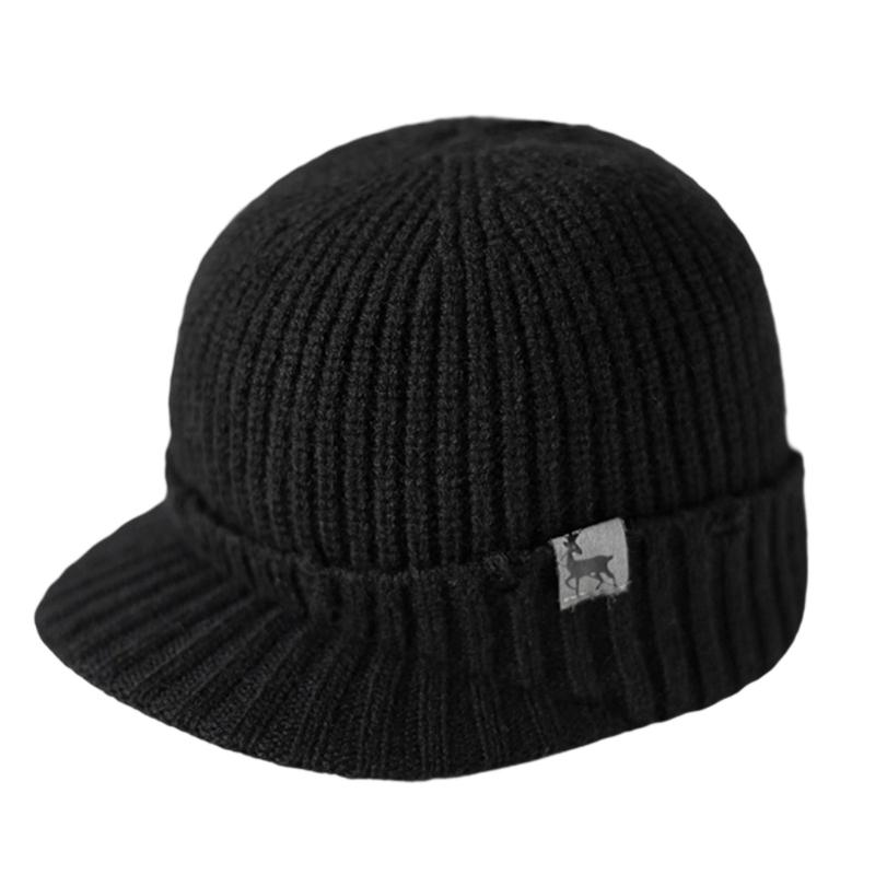 Ribbed Knit Equestrian Cap Fleece Lining Unisex Style Perfect For Daily Commute And Sports