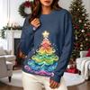 Women's Casual Long Sleeve Christmas Print Neck Pullover Sweatshirt Top