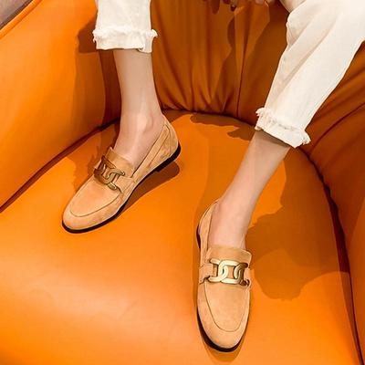 Zapatos Planos para Mujer Moda de Primavera Cadena Mujer Mocasines Slip On Zapatos Tacón Plano Casual Estilo Británico Zapatos Oxford