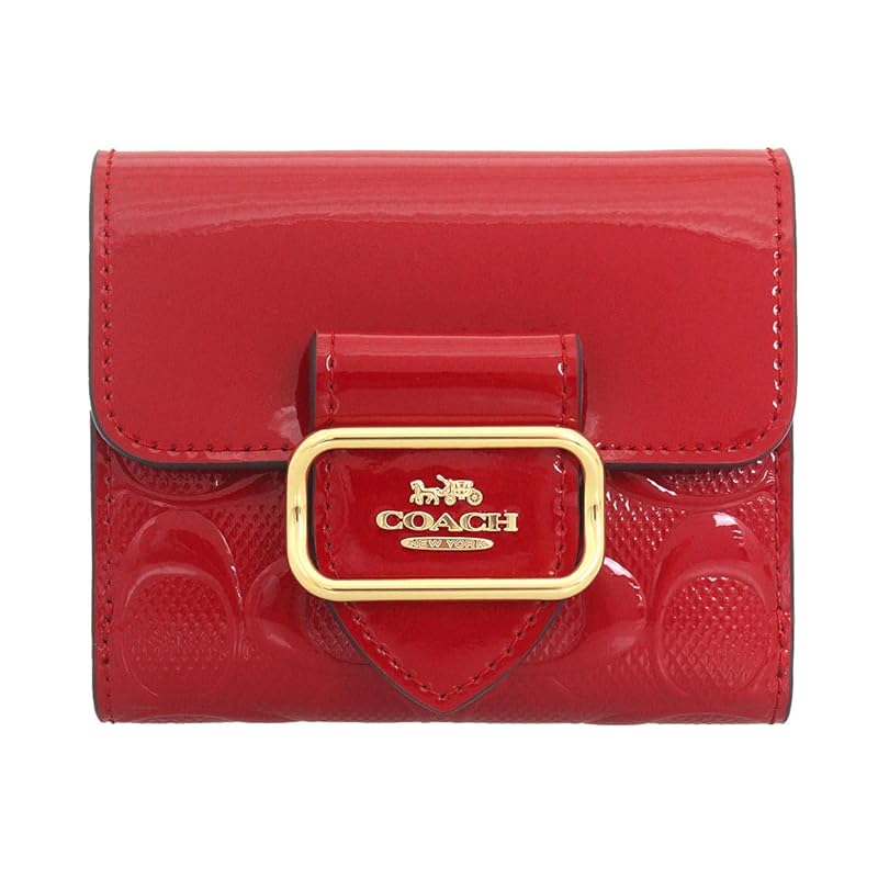 

[coach] Wallet (bi-fold wallet) FCV416 CV416 FCT987 CT987 red Debossed signature cross grain leather morgan small wallet ladies [Outlet product]