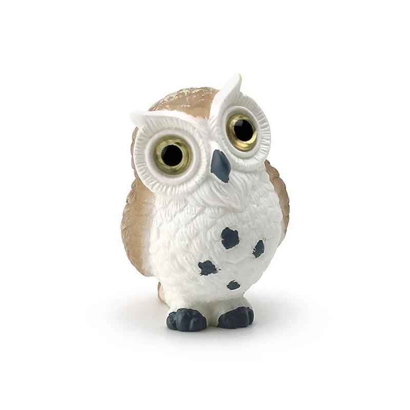 Miniature Cartoon Simulation Owl Figurine Realistic Resin Bird Decoration Cute Kawaii Collectible Home Desktop Figurines