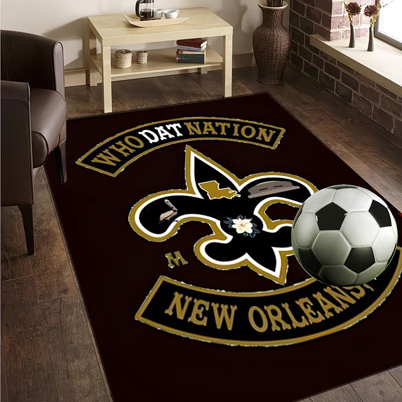 Who Dat Nation Football Rug Office Carpet Non-Slip Mat, Chair Rug Floor Covering for Gaming, Bedroom, Living Room , Home Decor Christmas Gift
