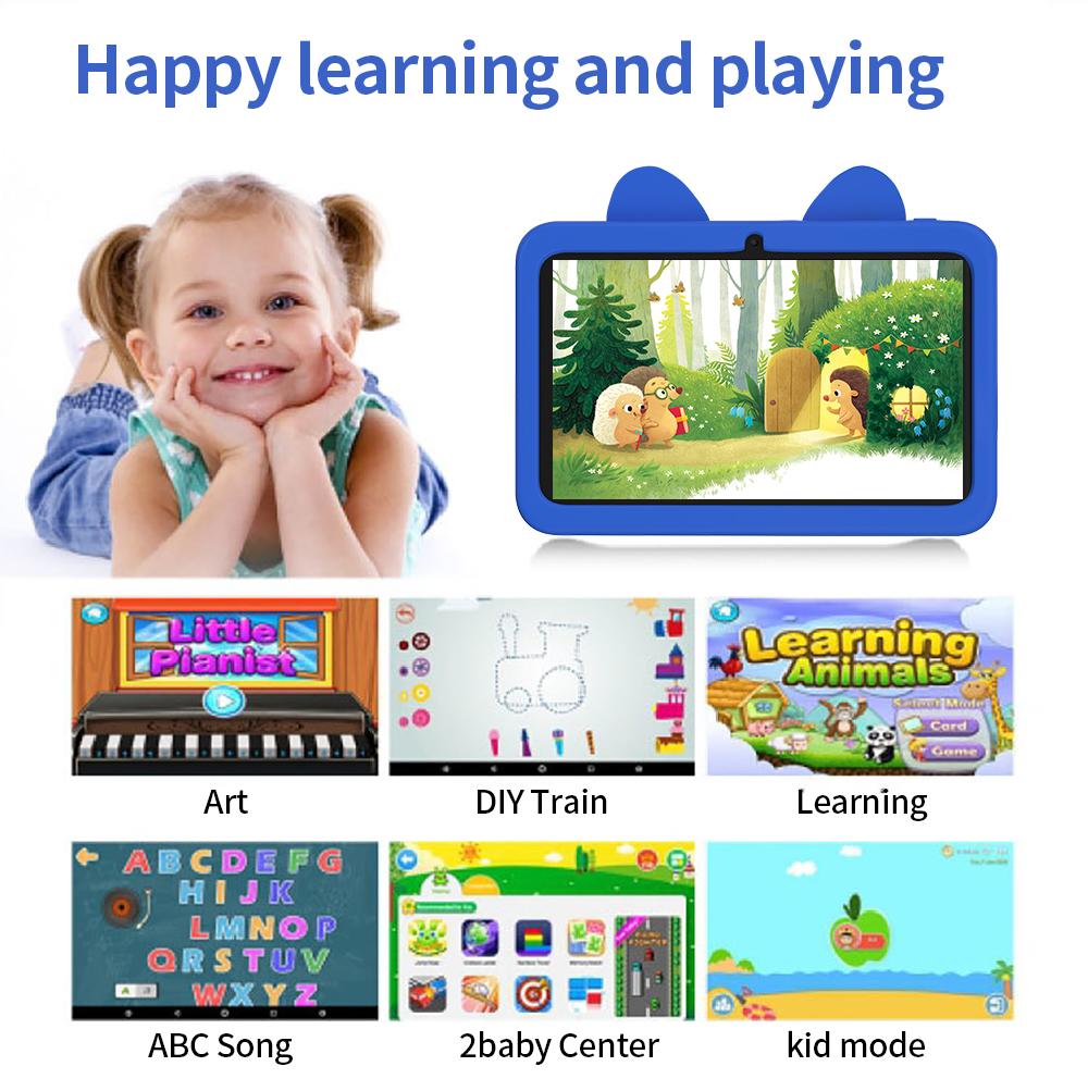 Tablet für Kinder 7 Zoll Android 13 Wi-Fi Bluetooth 4GB+64GB Dual-Kamera Lernsoftware 5G WiFi Tablet-PC
