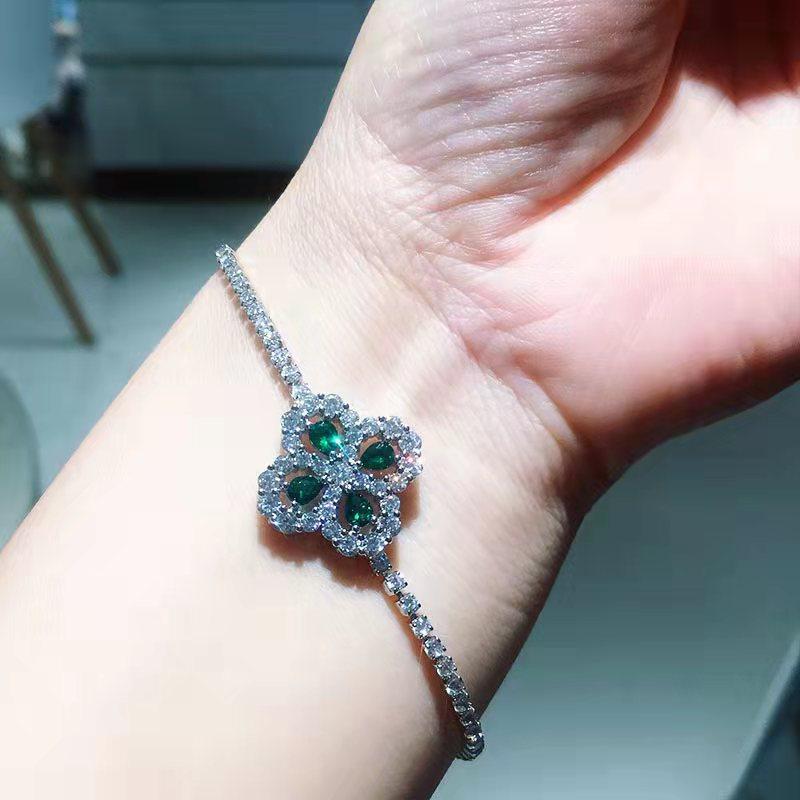 

ins темперамент ювелірні вироби імітація зелений скарб кришталеве намисто темперамент модний колір скарб браслет сережки з цирконом
