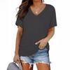 Summer Women's T-Shirt V-Neck Solid Short Sleeve Top