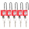 5 Sets 38mm Lockout Lock Insulation LOTO Nylon PA Steel for Nuclear Energy Logistics TransportRed