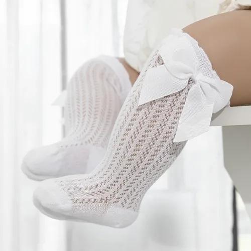 0-24Month Baby Girl Socks Toddler Bow Cotton Summer Mesh Lace Baby Knee Socks Newborn Infant Baby Princess Long Socks 2025 New