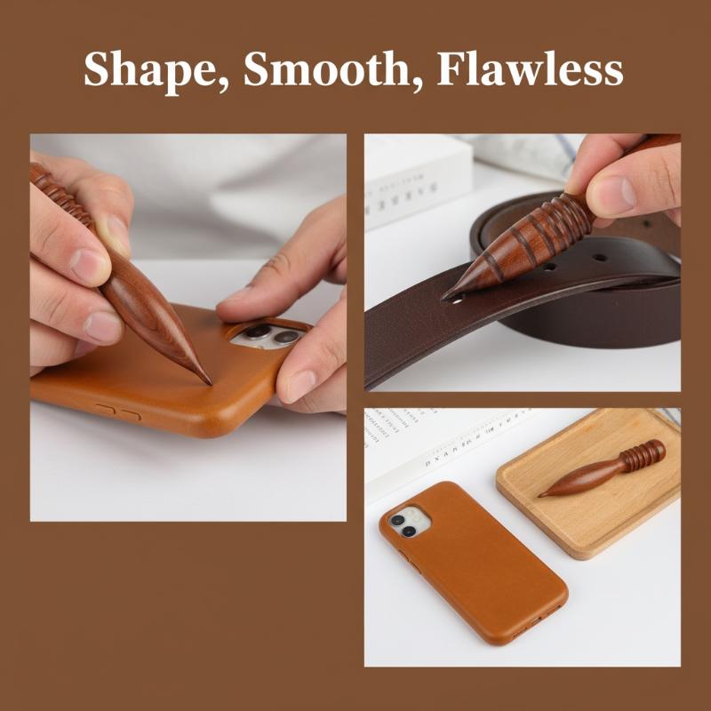 Professional Leather Edge Polishing Tool Multiuse for DIY Leatherwork Projects Wooden Handle for Smooth Finishing