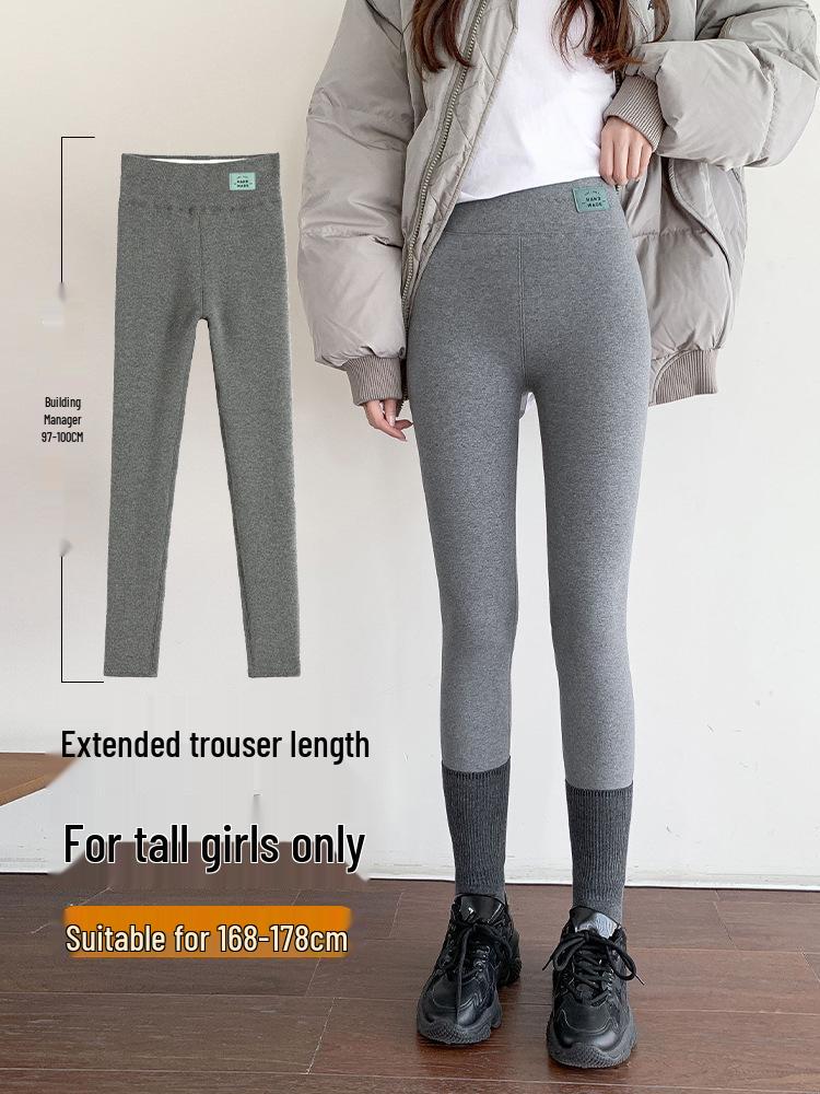 2025 New Winter Gray Plus Velvet Cotton Pants for Tall Women – Soft, Skin-Friendly, and Warm Base Layer