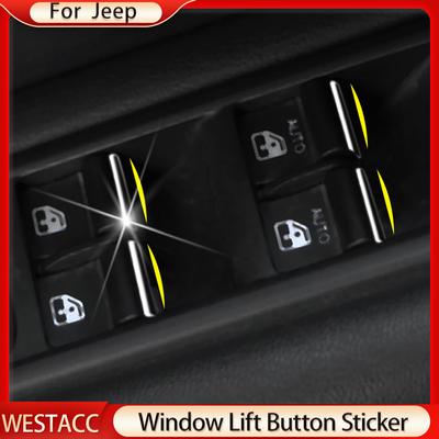7Pcs ABS Car Window Lift Switch Button Sequin Trim Sticker for Jeep Renegade 2015- Compass 2017-