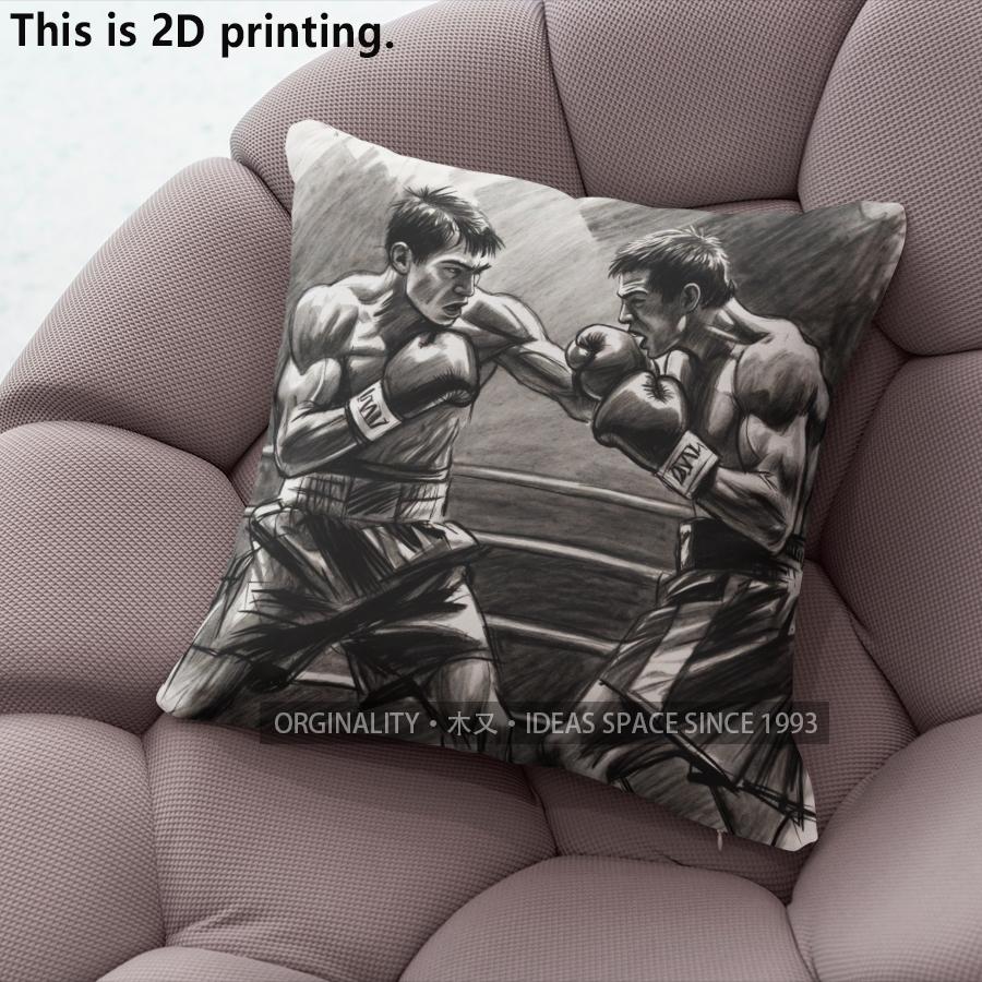 Vintage Sketch Boxing Match Throw Pillow Covers Pattern Cushion Cover Suitable for Sofa Bedroom Car Pillow Cover