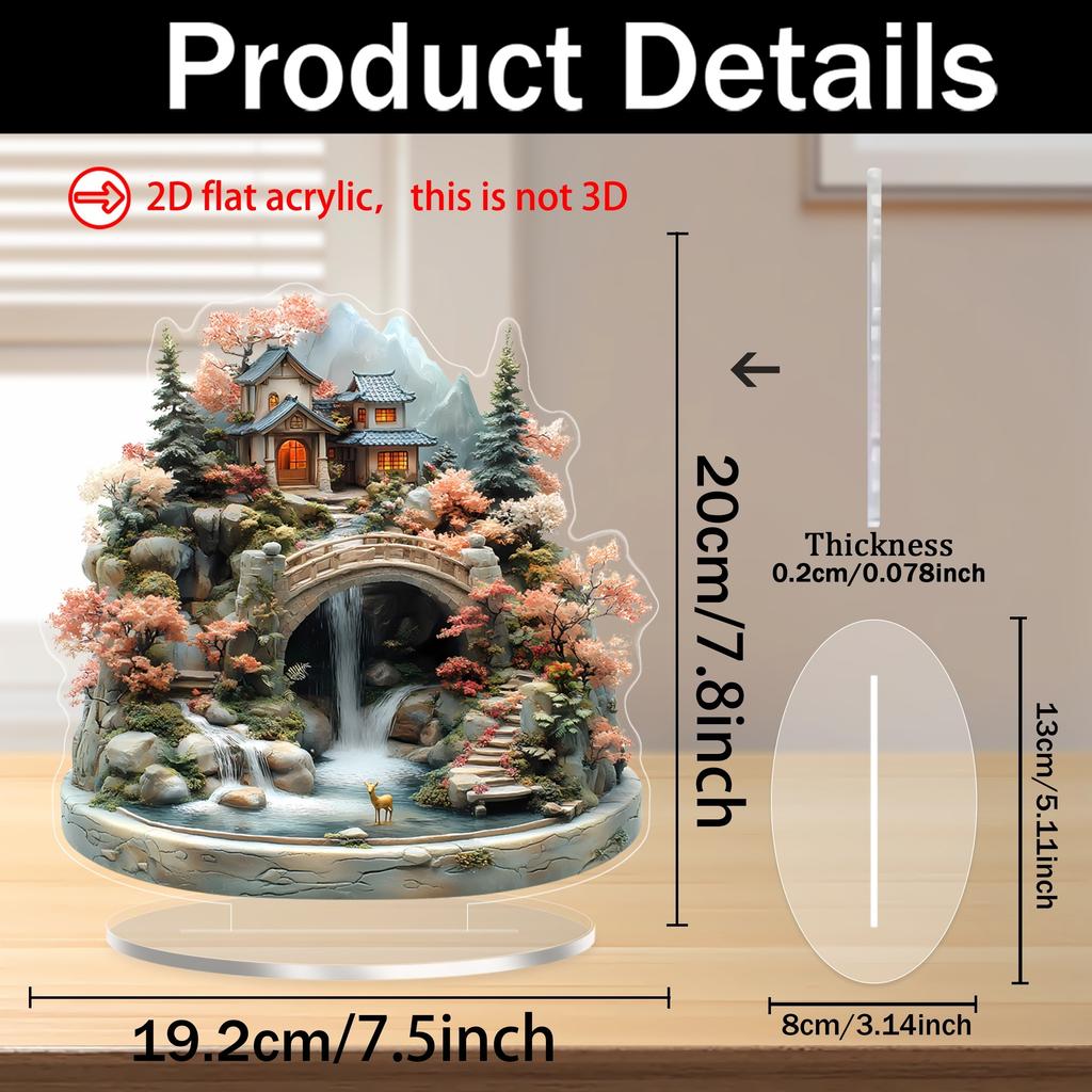 2D Spring Garden Waterfall Acrylic Desktop Decorate Multi-functional Home Office Decorative Item Creative Christmas Theme Gift