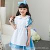 Märchenhaftes Fantasie-Halloween-Kostümkleid mit blauer Prinzessin und Dienstmädchen für Mädchen