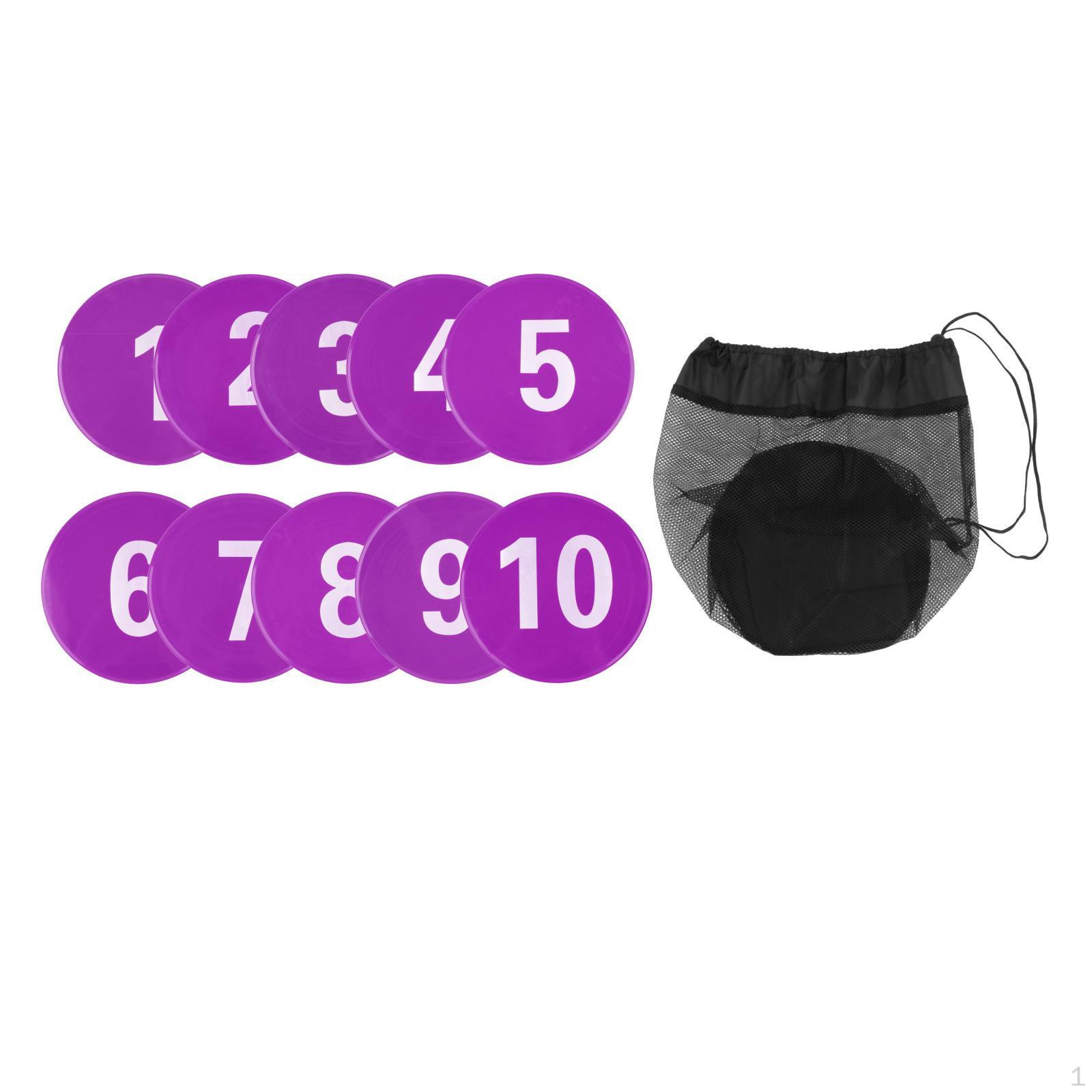 

10 Pieces Numbered Floor Markers Landmark Mats Exercise Footstep Mat Silent Training Mark Pads for Purple