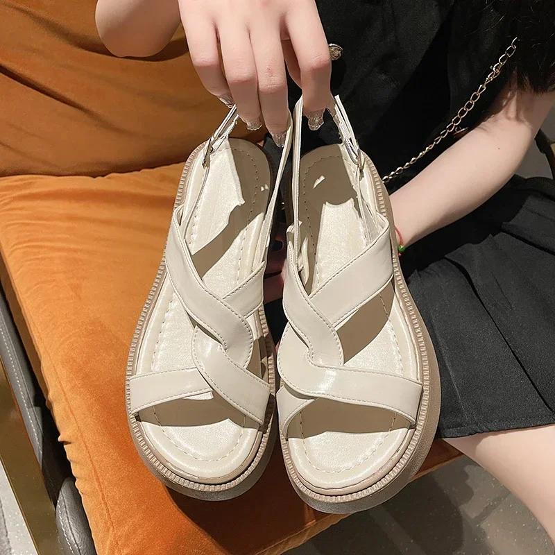 New Woman's Sandals Summer Flat Shoes for Women Holidays Platform Retro Sandals Ladies Shoes 2024 Sandalias Mujer Heels Women