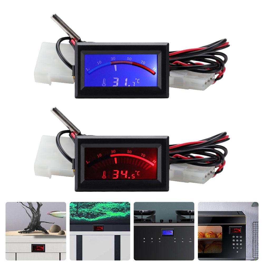 2 Pcs Embedded Thermometer Digital with Probe for Electronic LCD Copper Baby Fridge