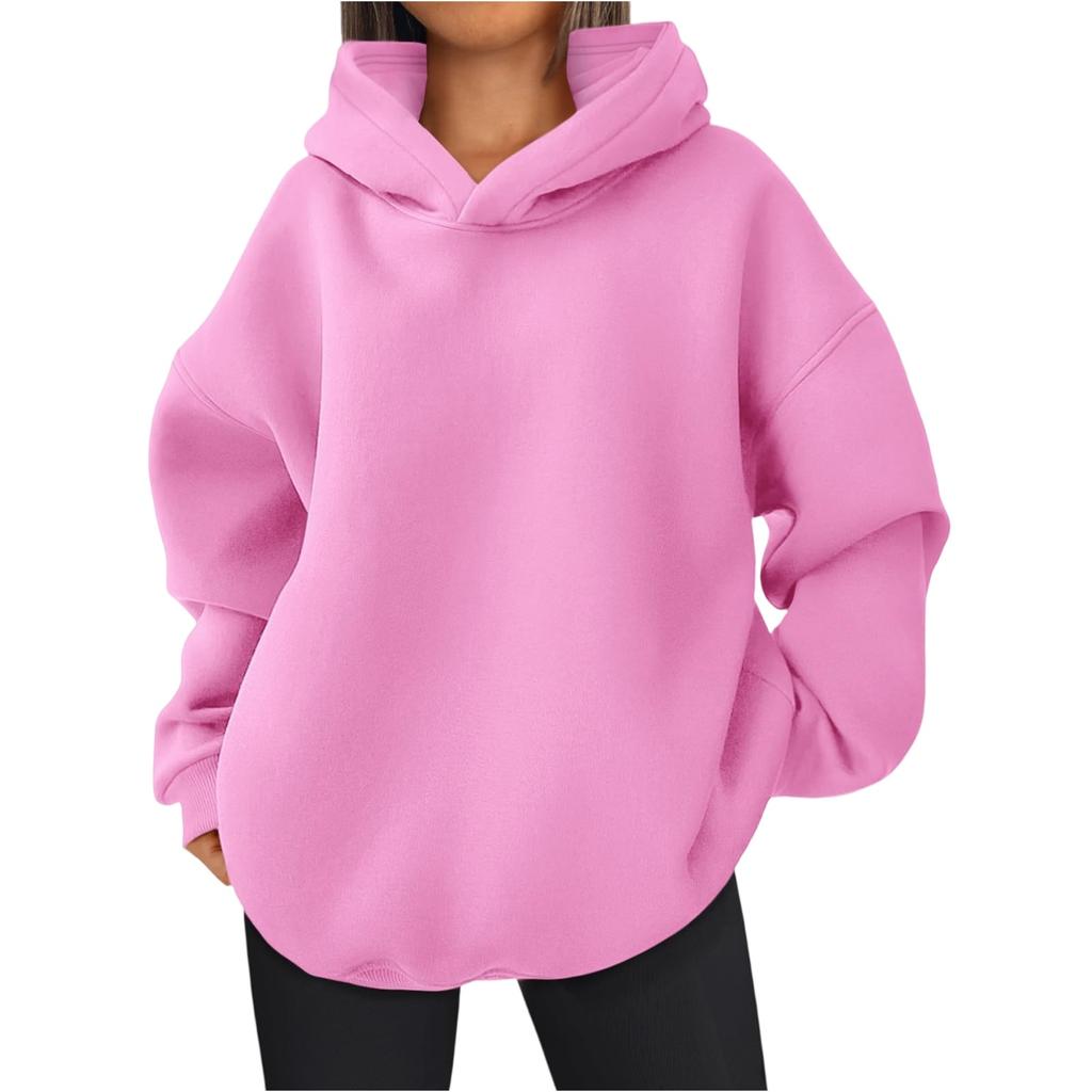 Women's Fashionable Long-sleeved Pullover And Solid-color Hooded Sweatshirt