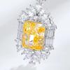 Sparkling Yellow Cubic Zirconia Necklace for Women's Wedding Anniversary Party Luxury Accessories Gifts Fashion Jewelry Pendant