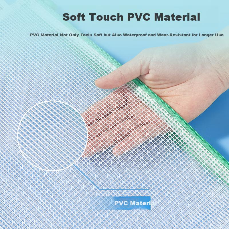 10-Pack A4 Transparent Zipper File Bags, Subject Classification Document Bags for Elementary Students, Exam Paper Receipt Organizer, Mesh Stationery