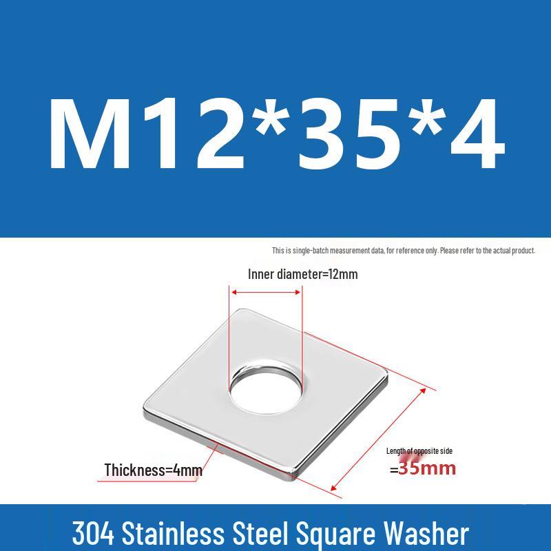 304 Stainless Steel Thickened Square Washer for Curtain Wall (M4-M16)