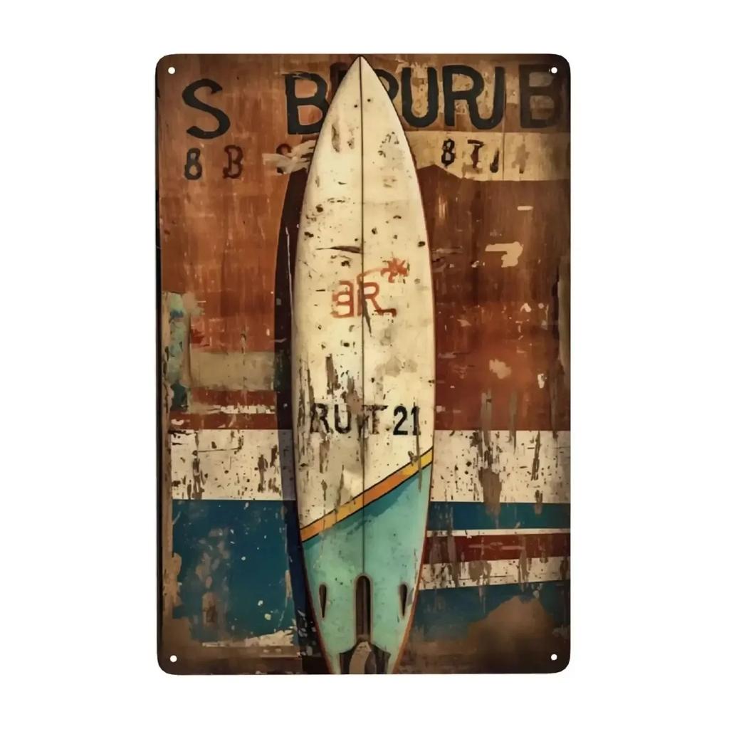 Retro Tin Signs Beach Room Decor Vintage Beachy Bedroom Surfboard Wall Decor 12x8 Inches Sign For Surfer Girl Aesthetic