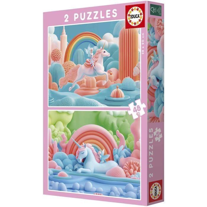 Puzzle - EDUCA - Magical Unicorns - 2 X 48 Pieces - Fantasy Theme - For Children - 4 Years and Older