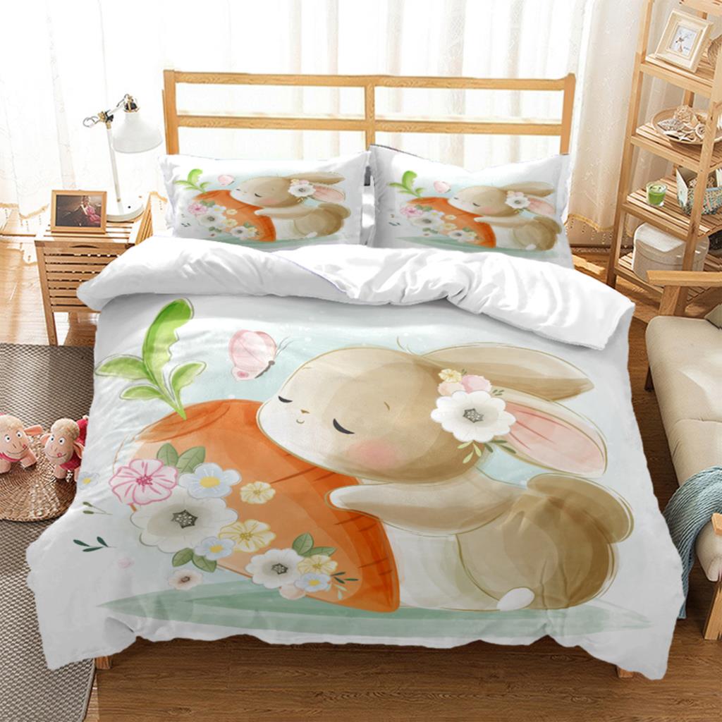 Bunny HD Bedding Set Teen King Bedding Set Children's Bed Down Duvet Cover Pillow Cover Bedding Set