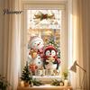 Santa Snowman Elk Stickers Christmas Window Clings, Cute Penguin Reindeer for Holiday Glass Clings Glass, Reusable Static PVC Decal Party Store Decor