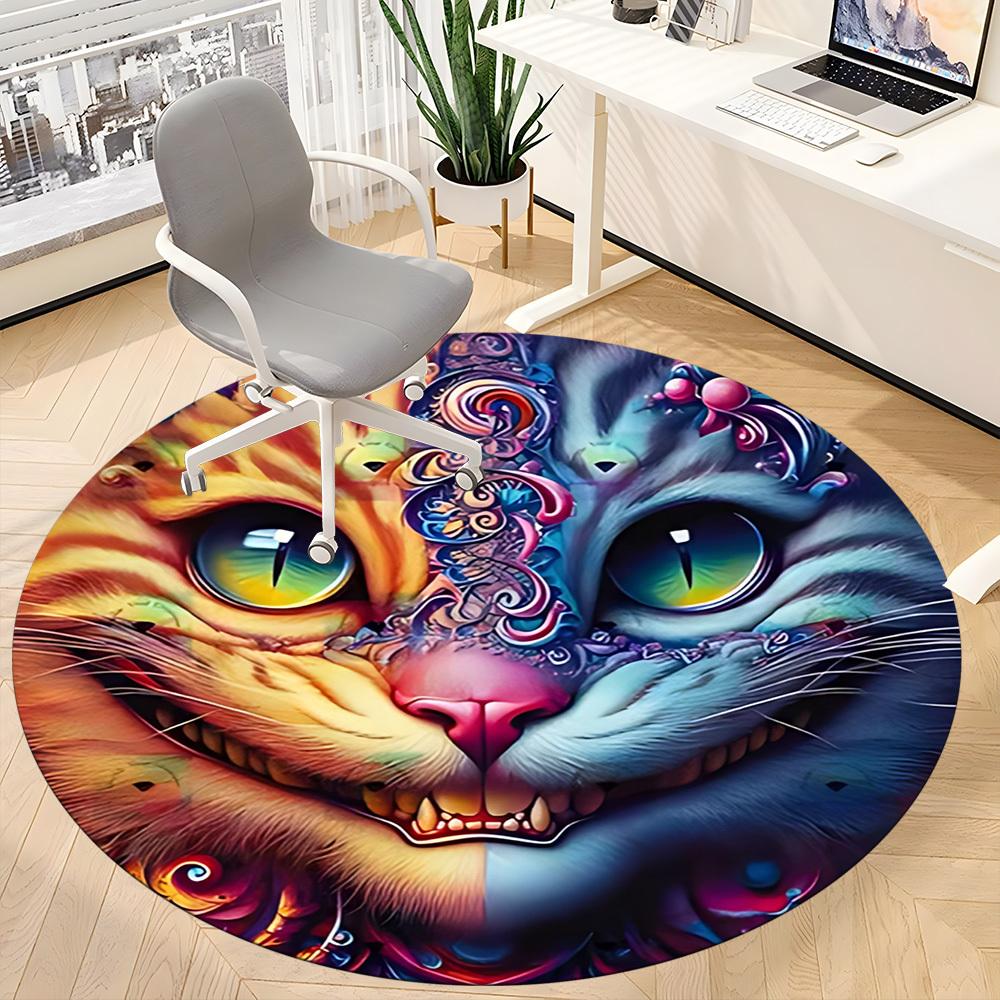 1pc Cat Artwork Office Round Area Rug, Indoor Mat Suitable For Office, Under Office Chairs Bedroom Living Room Home Decor, Room Deco