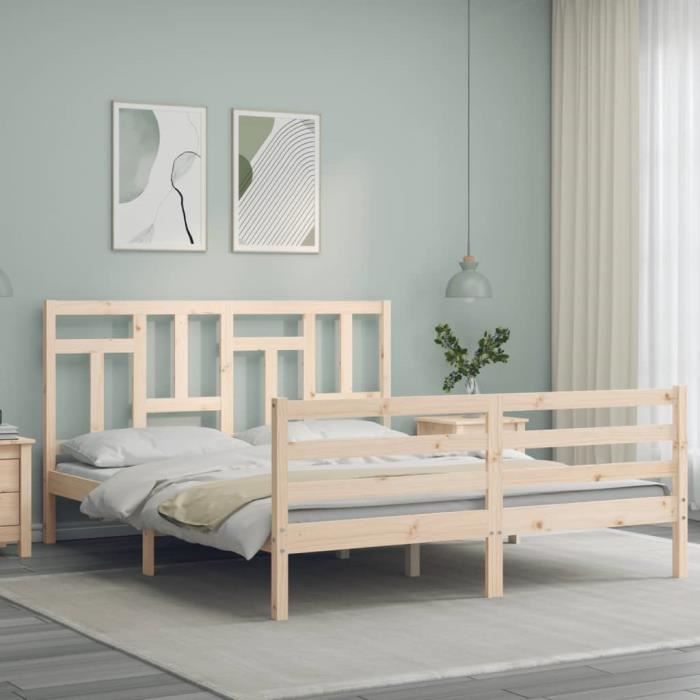 VidaXL Bed Frames with Headboard 160x200 Cm Solid Wood 3194971
