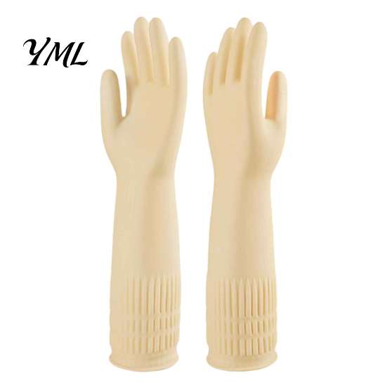 Waterproof Gloves for Bathroom Cleaning Fleece Lined Dishwashing Gloves, Natural Latex Household Work Non-Slip Grip Long Cuff Warm Kitchen Laundry