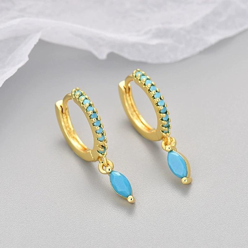 Sterling Silver Water Drop Dangle Hoop Earrings Women Minimalist Jewelry