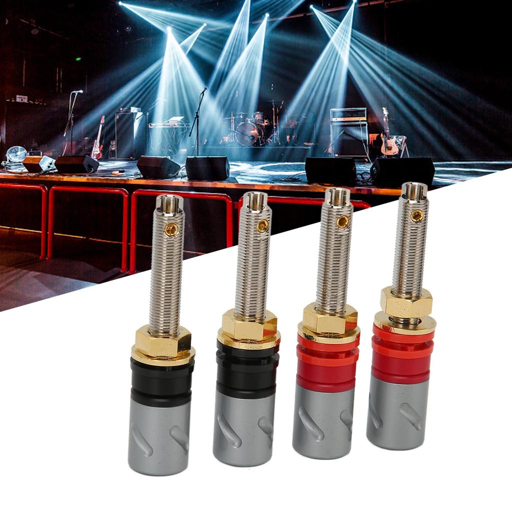 4 Pcs Banana Plug Connector Pure Copper 4mm Rhodium Plating Banana Plug Binding Post Connector for S
