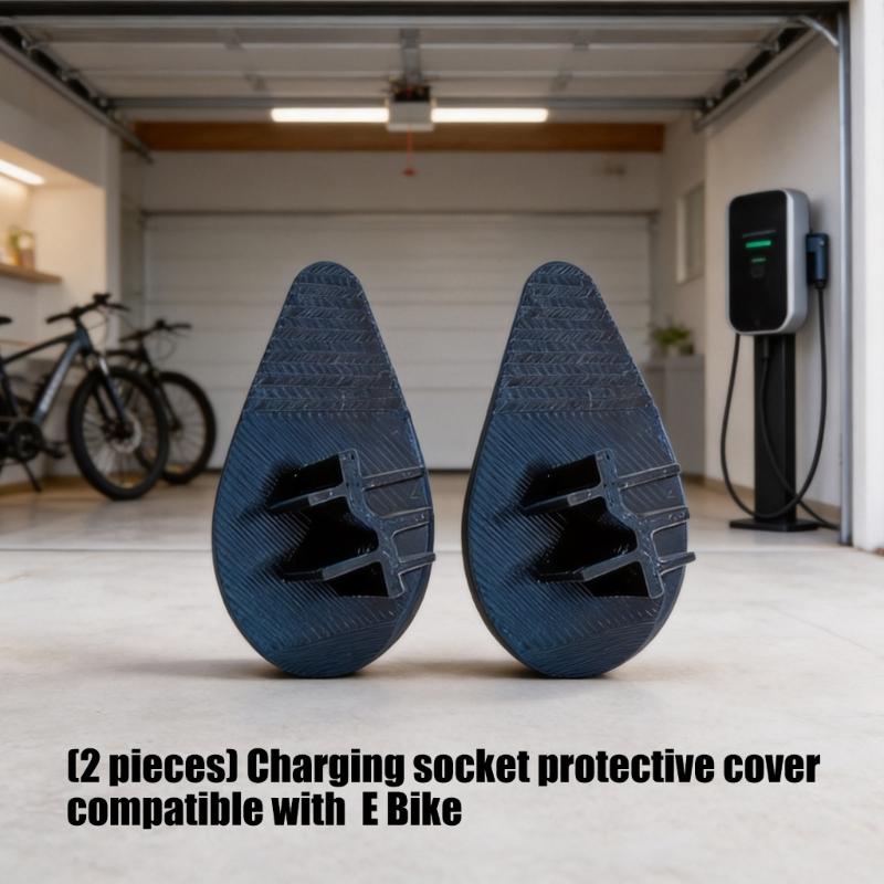 Replacement Electric Cycle Charging Port Covers, 2 Black Plastic Pieces for Lost or Damaged Covers With Press-In Installation Between Charges