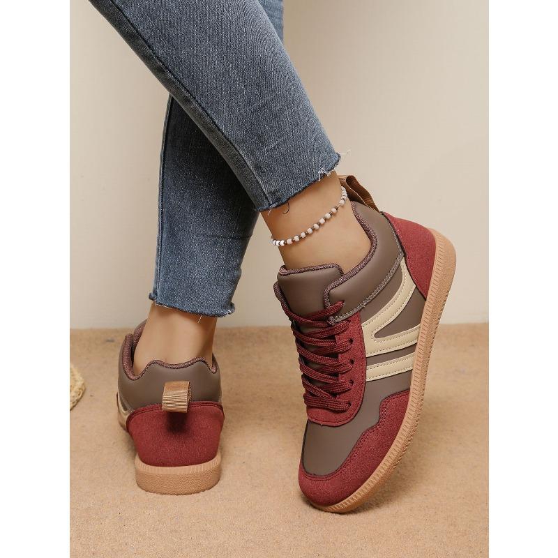 Autumn Sports Shoes Women's 2025 Autumn New Lace-up Plus-size Color-blocking Low-top Cotton Shoes