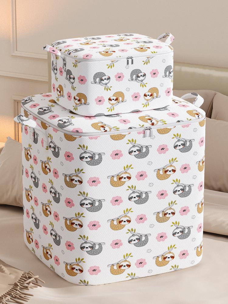 1pc Large Capacity Clothes Storage Bag Organizer With Reinforced Handle For Blankets Bedding Foldable With Zipper Storage Bag