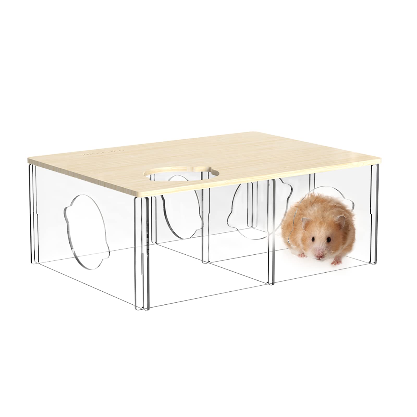 

BUCATSTATE Hamster Clear House, Three-Compartment, Transparent, Bottomless, Multifunctional, Polished Finish, Easy Installation, Mortise and Tenon Joi