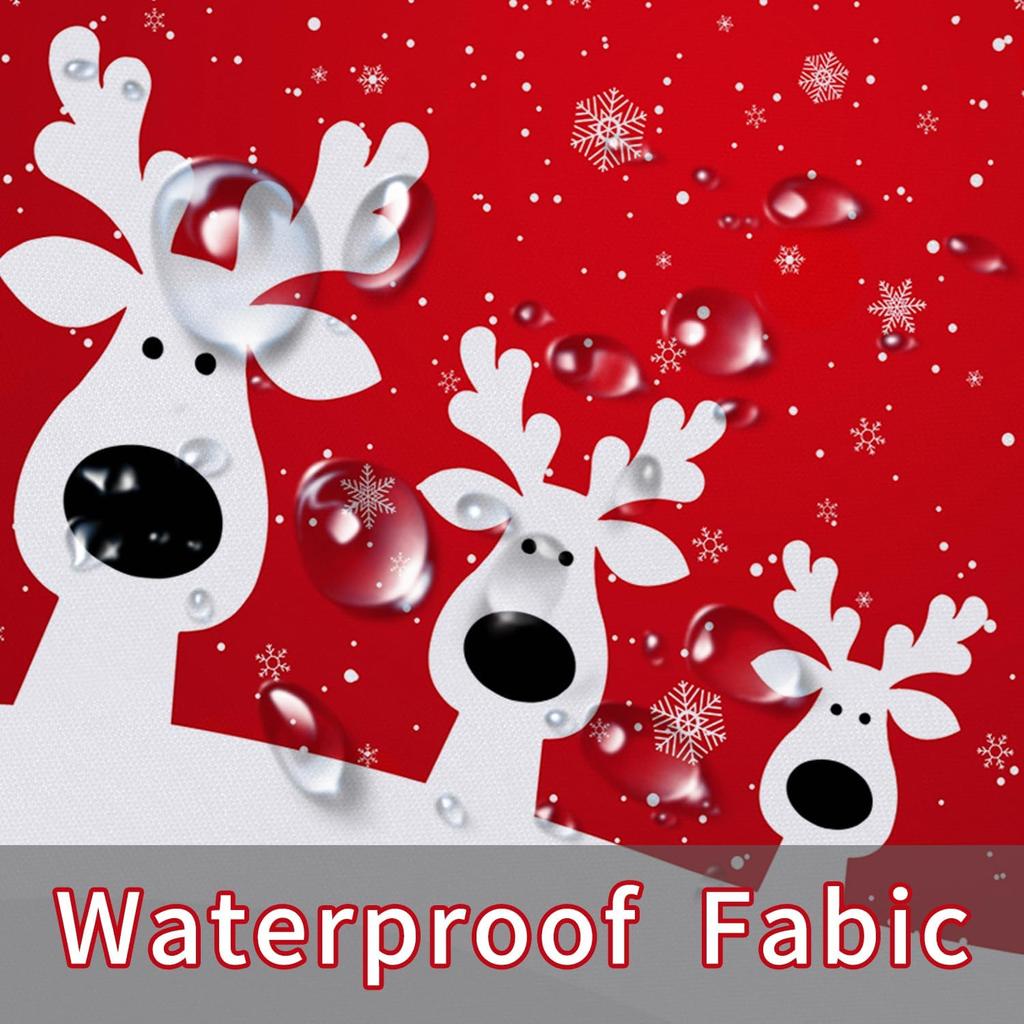 Funny Reindeer Red Christmas Shower Curtain With 12 Hooks Holiday Xmas Christmas Shower Curtains For Bathroom Christmas Decor,
