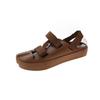 2025 New Women Sandals Platform Leather Ladies Sandals Comfortable Flat Sandals Open Toe Beach Shoes Woman Footwear